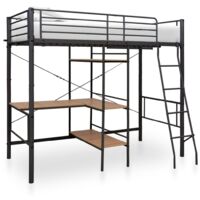 vidaXL Bunk Bed with Table Frame Metal 90x200 cm Grey - Grey