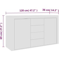vidaXL Sideboard 120x36x69 cm Chipboard White - White