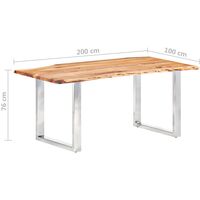 vidaXL Dining Table with Live Edges Solid Acacia Wood 200 cm 3,8 cm