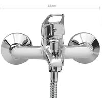 vidaXL Bathtub Shower Mixer with Hand Shower and Hose Tap Set Chrome - Silver