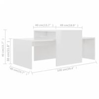 vidaXL Coffee Table Set 100x48x40 cm Chipboard High Gloss White - White