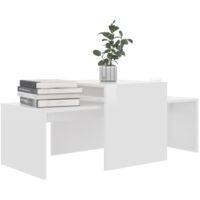 vidaXL Coffee Table Set 100x48x40 cm Chipboard High Gloss White - White