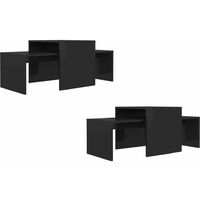 vidaXL Coffee Table Set 100x48x40 cm Chipboard High Gloss Black - Black