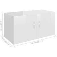 vidaXL Wall Mounted Cabinet 80x39x40 cm Chipboard High Gloss White - White