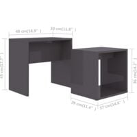 vidaXL Coffee Table Set High Gloss Grey 48x30x45 cm Chipboard