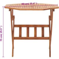 vidaXL Folding Garden Table 90x75 cm Solid Acacia Wood - Brown