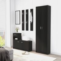 vidaXL Hallway Wardrobe 55x25x189 cm Chipboard Black - Black