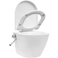 vidaXL Wall Hung Rimless Toilet with Concealed Cistern Ceramic White - White