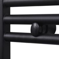 Bathroom Central Heating Towel Rail Radiator Straight 480x480mm Black - Black