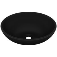 vidaXL Luxury Basin Oval-shaped Matt Black 40x33 cm Ceramic - Black
