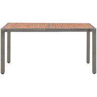 vidaXL Garden Table Grey 150x90x75 cm Poly Rattan and Solid Acacia Wood - Grey