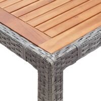 vidaXL Garden Table Grey 150x90x75 cm Poly Rattan and Solid Acacia Wood - Grey
