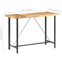 vidaXL Bar Table 150x70x107 cm Rough Mango Wood