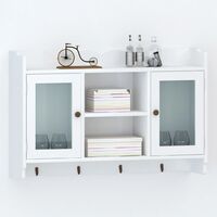 White MDF Wall Cabinet Display Shelf Book/DVD/Glass Storage - White