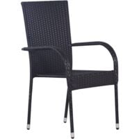 vidaXL Stackable Outdoor Chairs 4 pcs Poly Rattan Black - Black