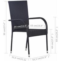 vidaXL Stackable Outdoor Chairs 4 pcs Poly Rattan Black - Black