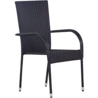 vidaXL Stackable Outdoor Chairs 6 pcs Poly Rattan Black - Black