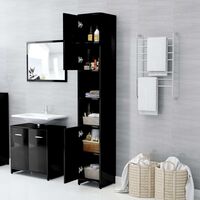 vidaXL Bathroom Cabinet High Gloss Black 30x30x183.5 cm Chipboard - Black