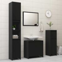 vidaXL 4 Piece Bathroom Furniture Set Black Chipboard - Black