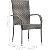 vidaXL Stackable Outdoor Chairs 6 pcs Grey Poly Rattan - Grey