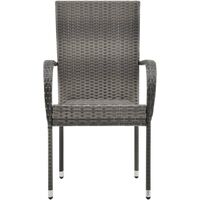 vidaXL Stackable Outdoor Chairs 6 pcs Grey Poly Rattan - Grey