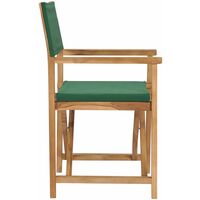 vidaXL Folding Director's Chair Solid Teak Wood Green - Green