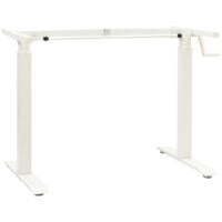 vidaXL Manual Height Adjustable Standing Desk Frame Hand Crank White - White