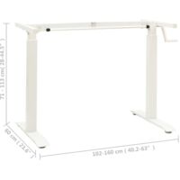 vidaXL Manual Height Adjustable Standing Desk Frame Hand Crank White - White