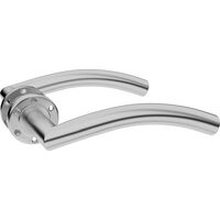 vidaXL Curved Door Handle Set with WC Lock Stainless Steel - Silver