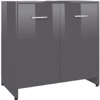 vidaXL Bathroom Cabinet High Gloss Grey 60x33x61 cm Chipboard - Grey