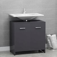 vidaXL Bathroom Cabinet High Gloss Grey 60x33x58 cm Chipboard - Grey
