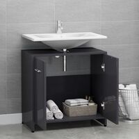 vidaXL Bathroom Cabinet High Gloss Grey 60x33x58 cm Chipboard - Grey