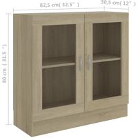 vidaXL Vitrine Cabinet 82.5x30.5x80 cm Engineered Wood Sonoma Oak - Brown