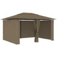 vidaXL Garden Marquee with Curtains 4x3 m Taupe 180 g/m² - Taupe