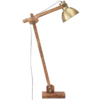 vidaXL Floor Lamp Brass Solid Mango Wood E27 - Gold