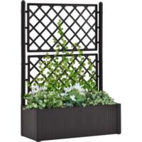 vidaXL Garden Raised Bed with Trellis and Self Watering System Anthracite - Anthracite
