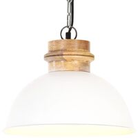 vidaXL Industrial Hanging Lamp White Round 32 cm E27 Solid Mango Wood - White