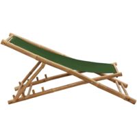 vidaXL Deck Chair Bamboo and Canvas Green - Green