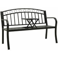 vidaXL Garden Bench with a Table 125 cm Steel Black - Black