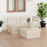 vidaXL 3 Piece Garden Pallet Lounge Set Impregnated Spruce Wood - Beige