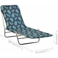 vidaXL Folding Sun Loungers 2 pcs Steel and Fabric Leaf Pattern - Multicolour