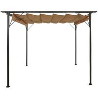 vidaXL Pergola with Retractable Roof Taupe 3x3 m Steel 180 g/m² - Taupe
