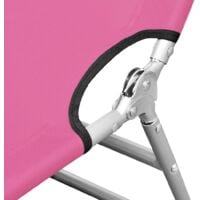 vidaXL Folding Sun Lounger with Head Cushion Steel Magento Pink - Pink