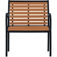 vidaXL Garden Chairs 2 pcs Steel and WPC Black and Brown - Black