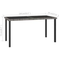 vidaXL Garden Dining Table Poly Rattan Grey 140x70x73 cm - Grey