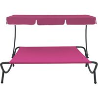 vidaXL Outdoor Lounge Bed with Canopy Pink - Pink