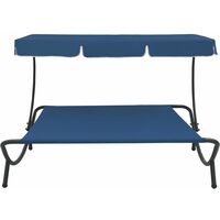 vidaXL Outdoor Lounge Bed with Canopy Blue - Blue