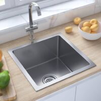 51500 vidaXL Handmade Kitchen Sink Stainless Steel - Silver