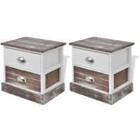 vidaXL Bedside Cabinets Brown and White 2 pcs - Multicolour