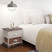 vidaXL Bedside Cabinets Brown and White 2 pcs - Multicolour